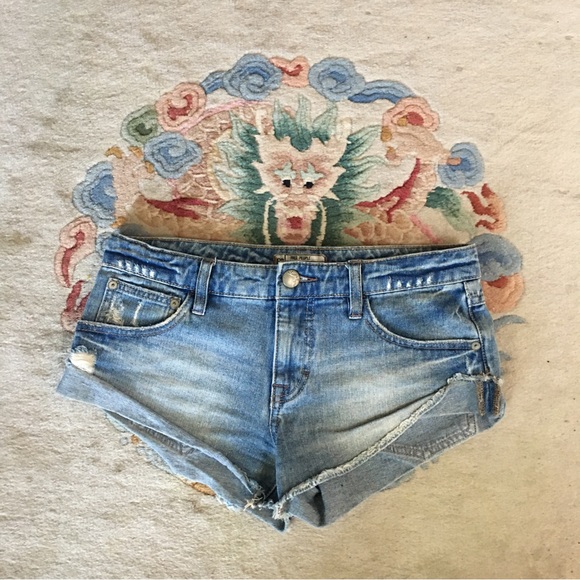 Free People 61855-16515125 distressed denim cut off shorts Sz 24 - Picture 5 of 5